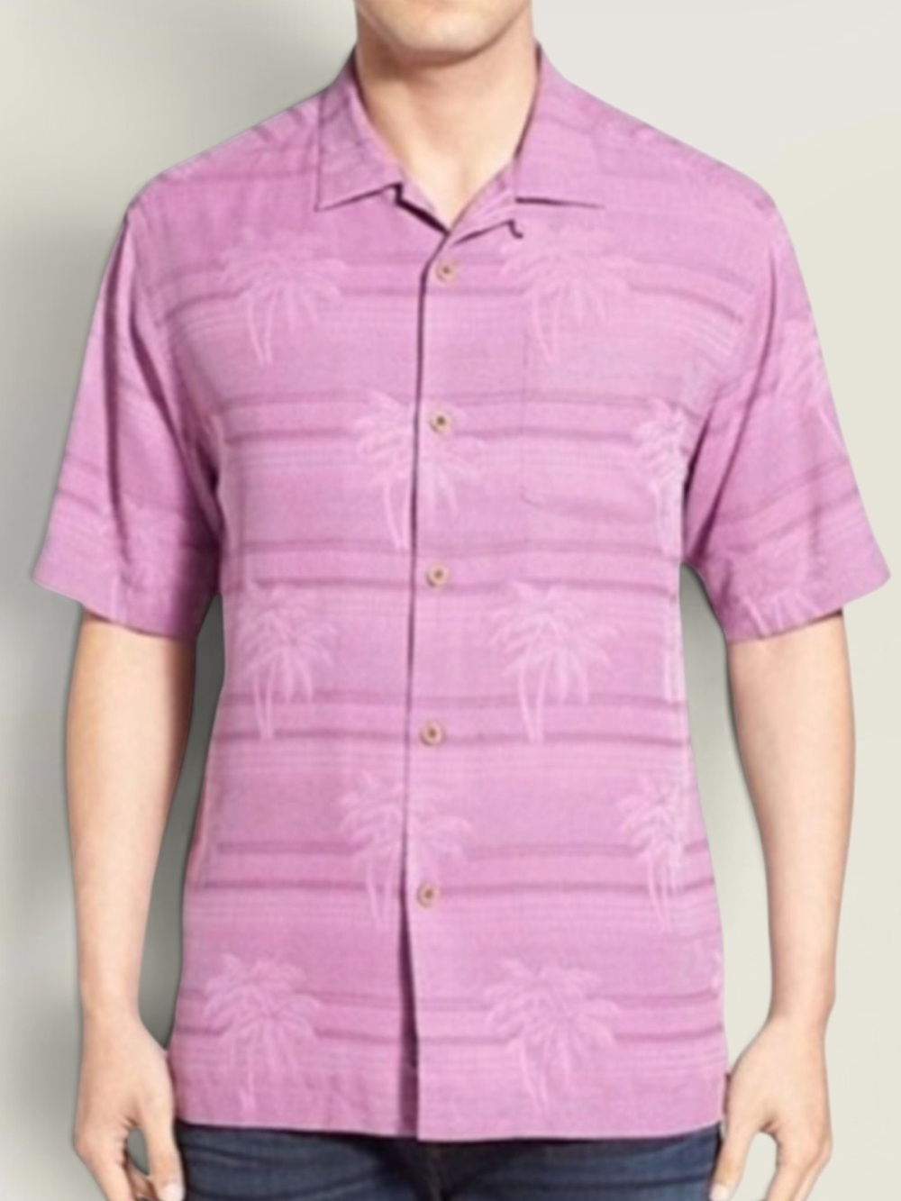 Tommy Bahama Horizon Palms Iris Orchid 100% Silk Camp Shirt SIZE XL